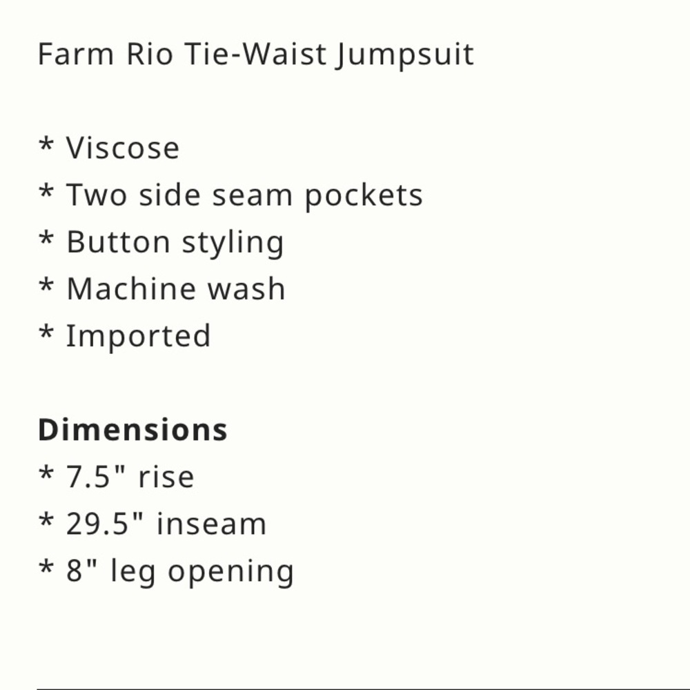 Farm Rio Tie-Waist Jumpsuit Size Medium NWT - Picture 15 of 17